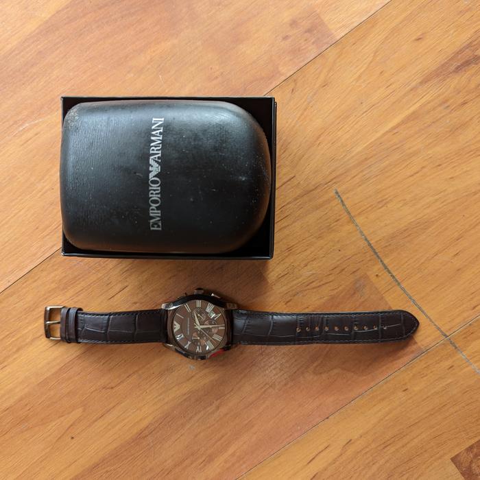 Jam Tangan Fashion Emporio Armani 1609 Original Kulit / Brown Leather