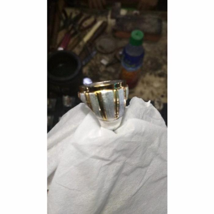 Cincin Ring Emban perak Handmade Crom kombinasi