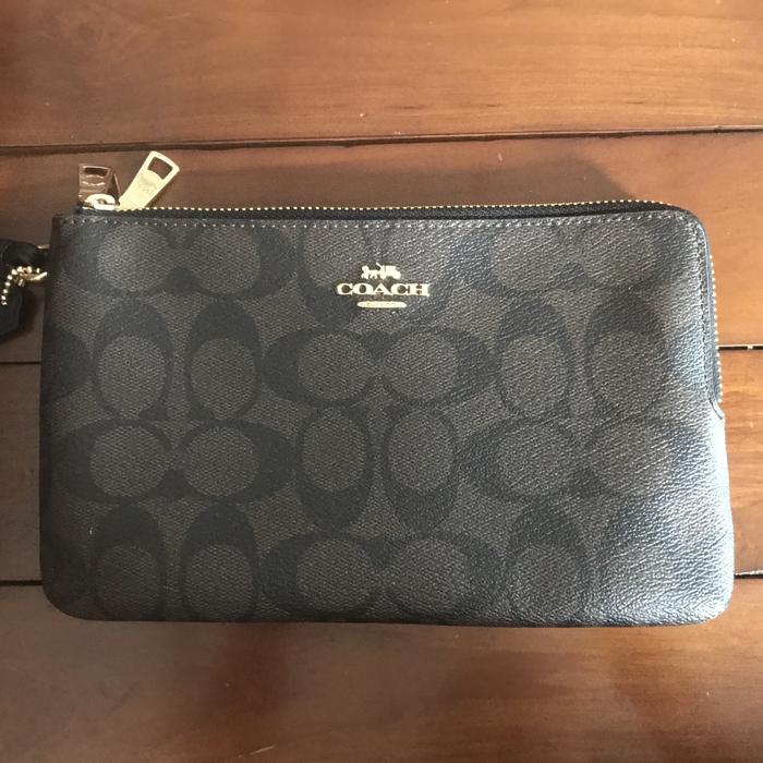 Wristlet Coach size L motif Sign Double Zip