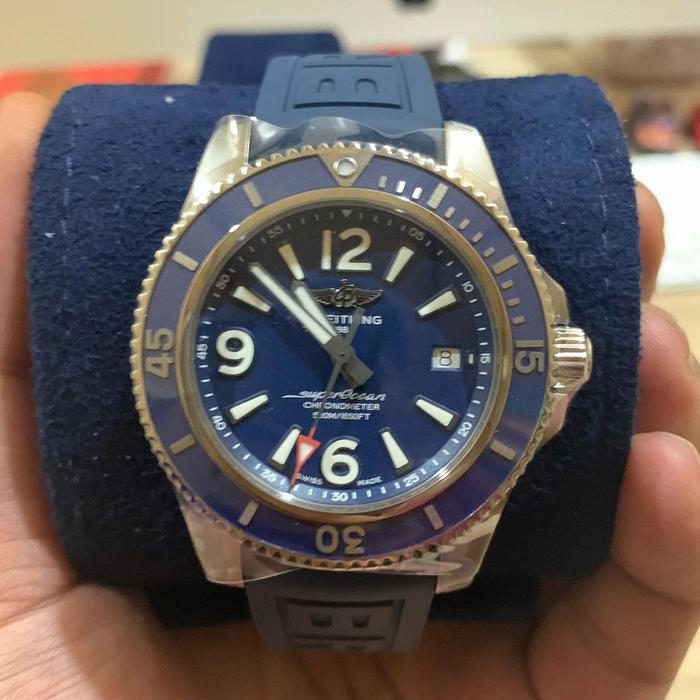 breitling super ocean blue auto 2021 jam pria