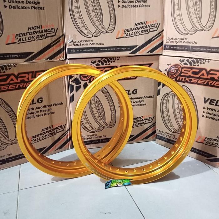 Velg Set Scarlet Supermoto CRF 17 - 300 350 Hole Depan 36 Belakang 32