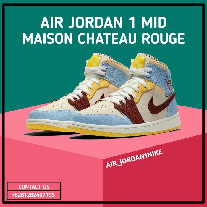 Sepatu Nike Air Jordan 1 Mid Fearless Maison Chateau Rouge 100% Authen