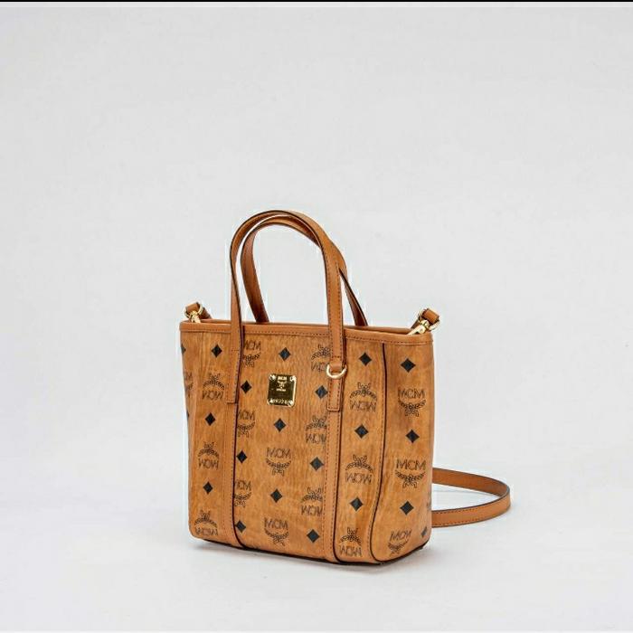 Mcm visetos mini tote bag cognac