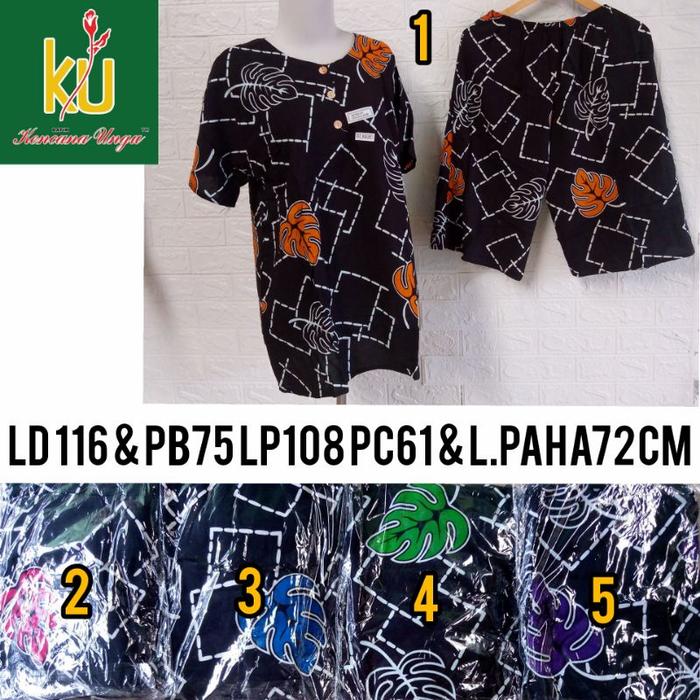 Setelan Kulot-Batik Kencana Ungu Prabu Hitam_Piyama Stelan Baju Tidur