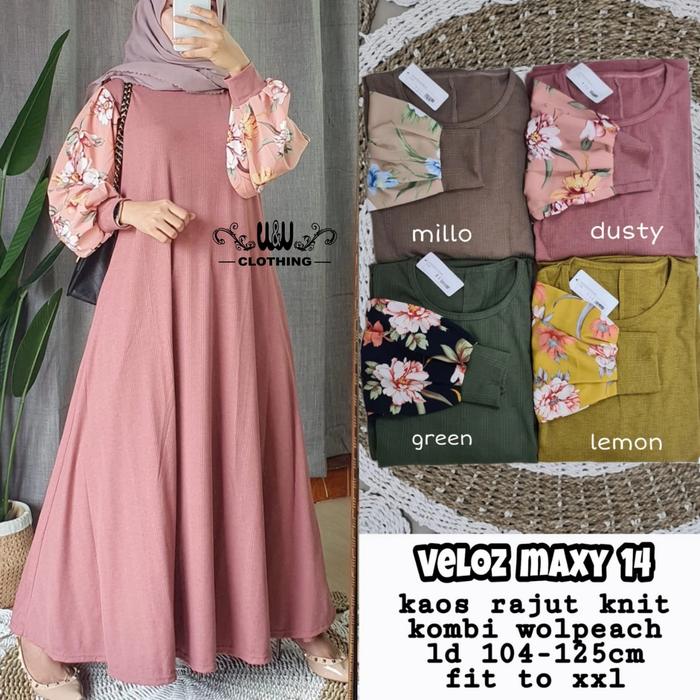 Gamis Wanita Lengan Balon Veloz Maxy