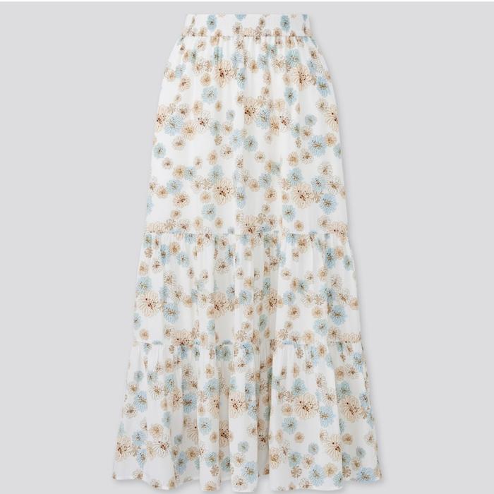 Uniqlo Women Paul & Joe Tiered Skirt Off White Size L