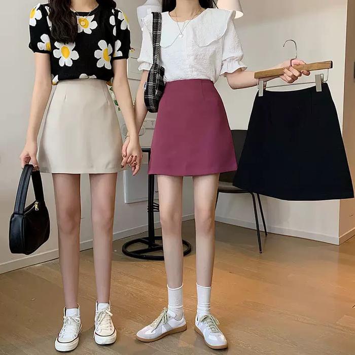 A LINE SKIRT rok span lurus pendek polos kerja dance kpop korea import