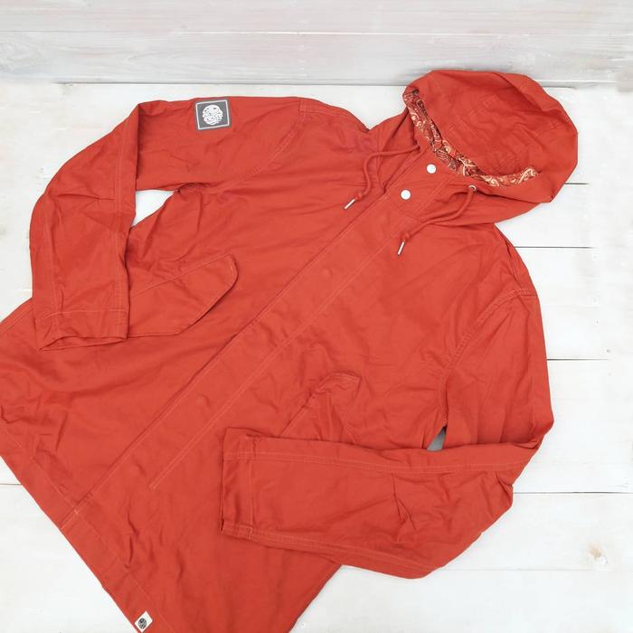 Pretty Green Cotton Zip Up Hooded Jacket Orange