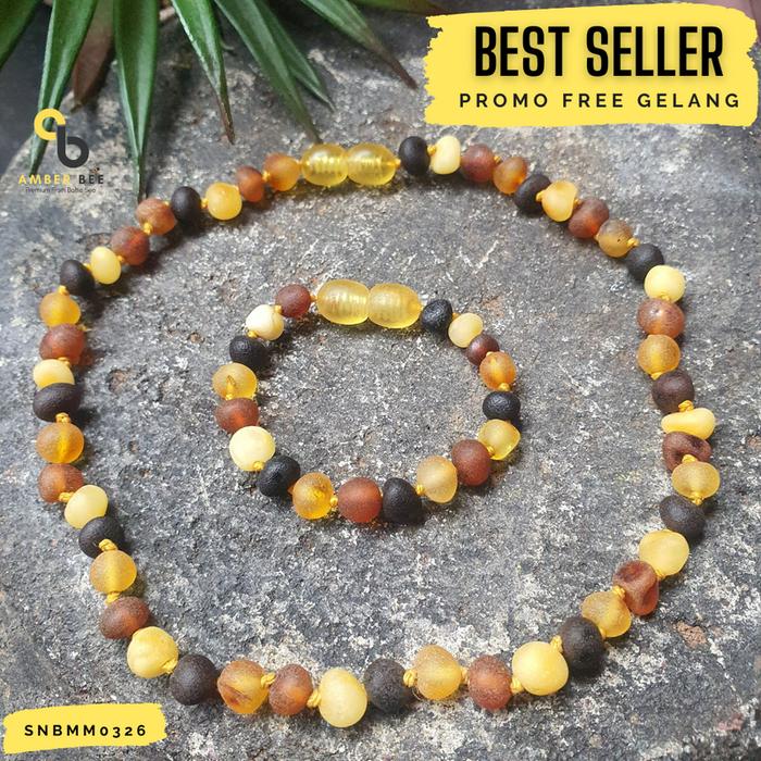 Amber Bee Set Kalung & Gelang Anak Premium Mate Multicolor SNBMM0326 Bahan Full Amber Finishing Doff