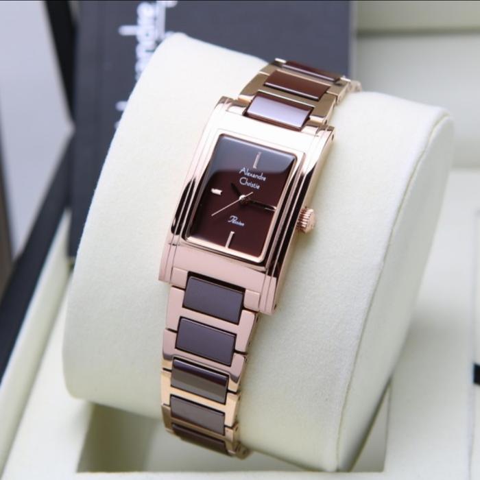 ALEXANDRE CHRISTIE AC 2983 ROSEGOLD BROWN CERAMIC AC2983 WANITA ORI