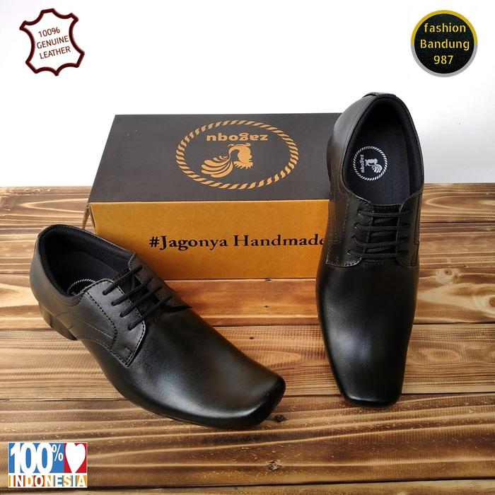 Sepatu pantofel pria lancip model tali bahan kulit asli sepatu kerja