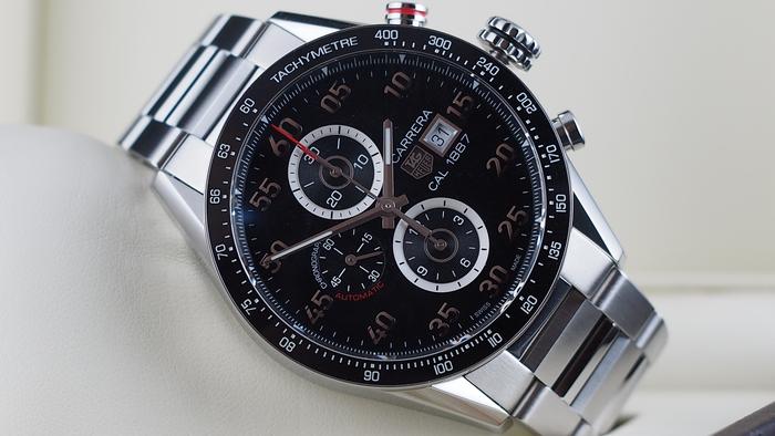 TAG HEUER CARRERA CHRONOGRAPH AUTOMATIC CAL1887 BLACK DIAL STEEL 43MM
