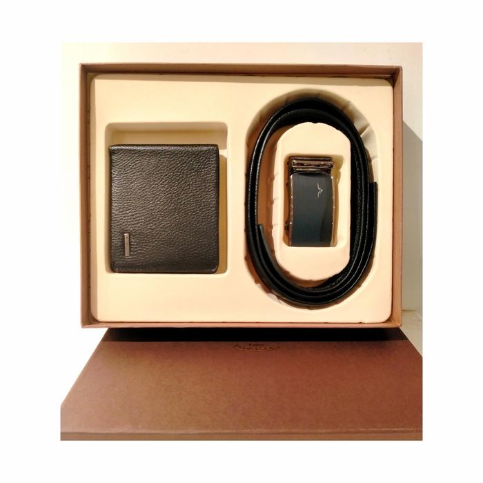 Dompet Fabio Fransescati Free Gift Set Ikat Pinggang Kulit 100%-Black