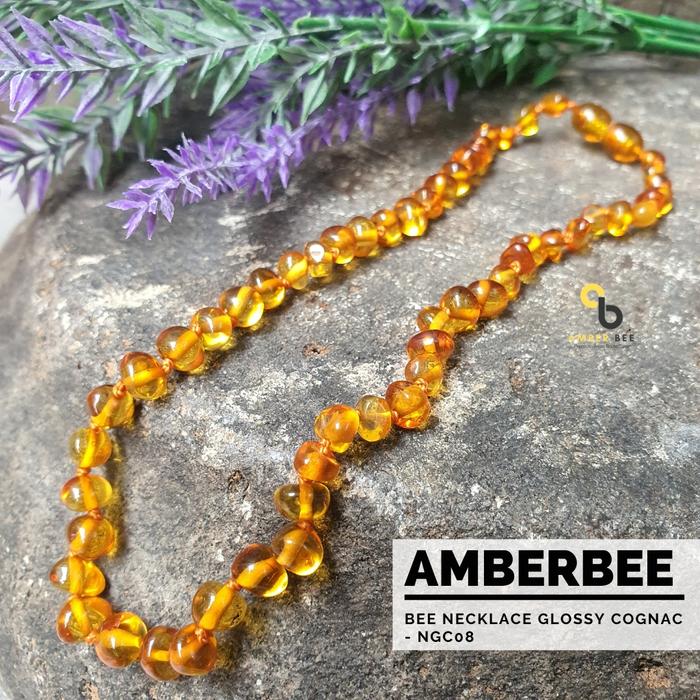 Amber Bee Kalung Amber Anak AMBERBEE Pereda Nyeri Tumbuh Gigi NGC08 Glossy Cognac Full Moms Trend Pr