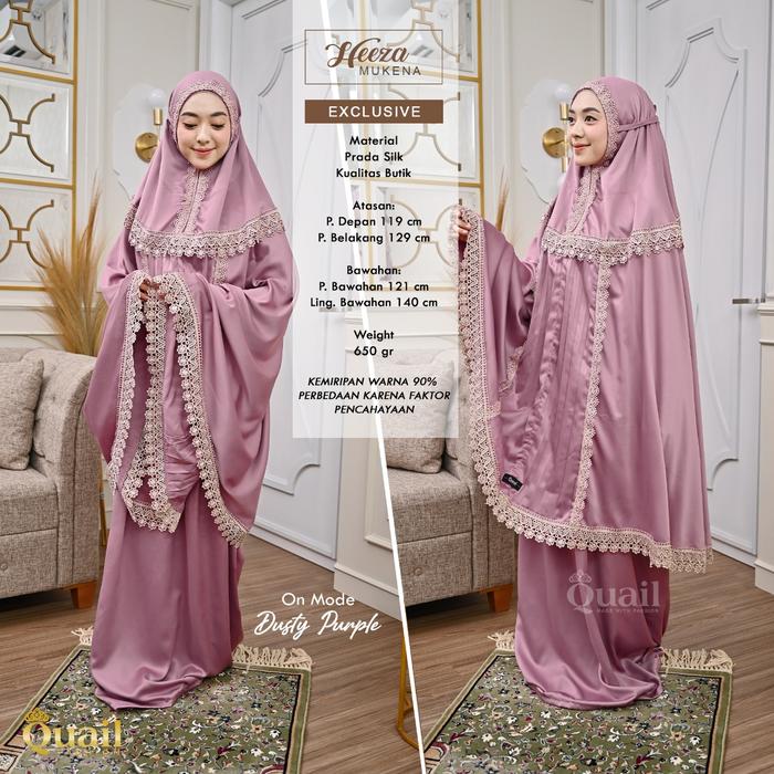 MUKENA HEEZA aksen plisket dan renda bahan prada silk by Quail Hijab