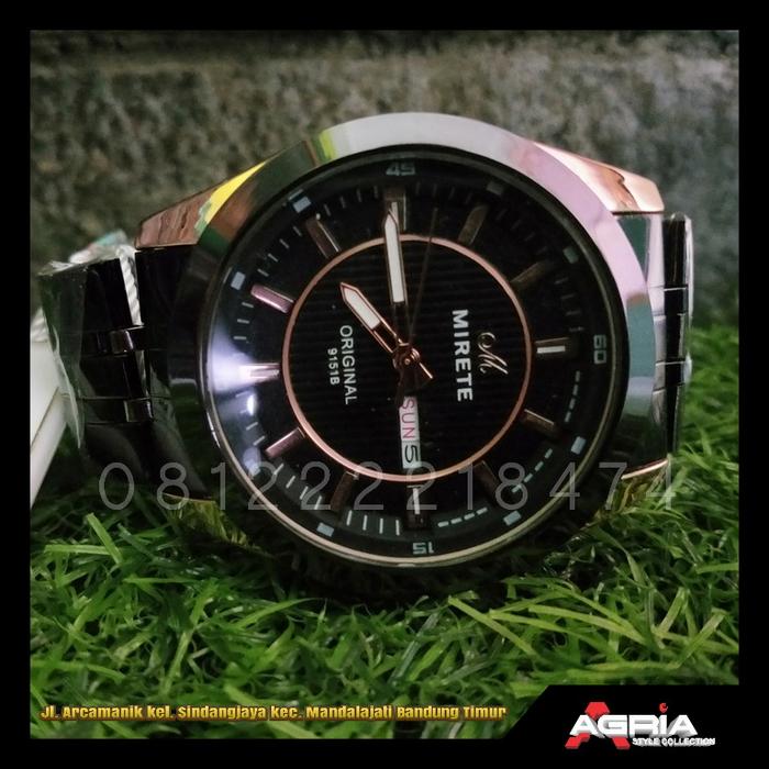 jam tangan pria mirete black gold