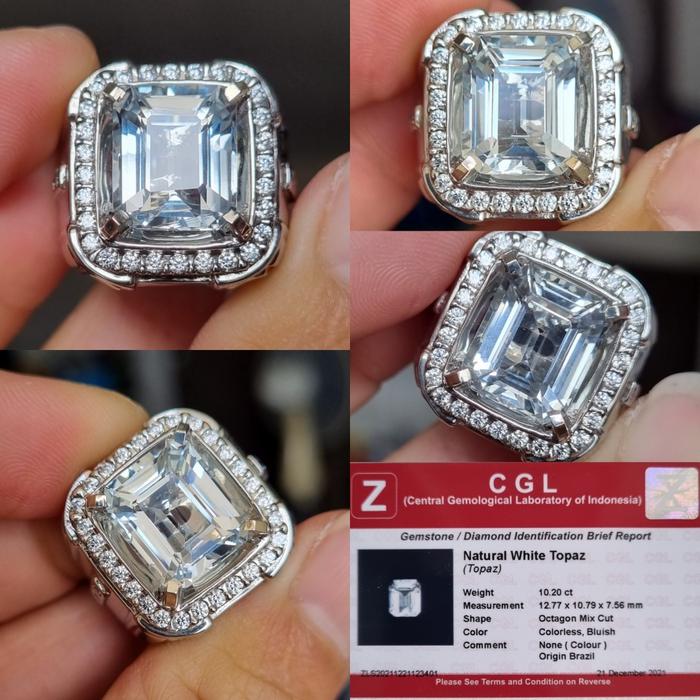 Natural white topaz 10.20cts memo cgl
