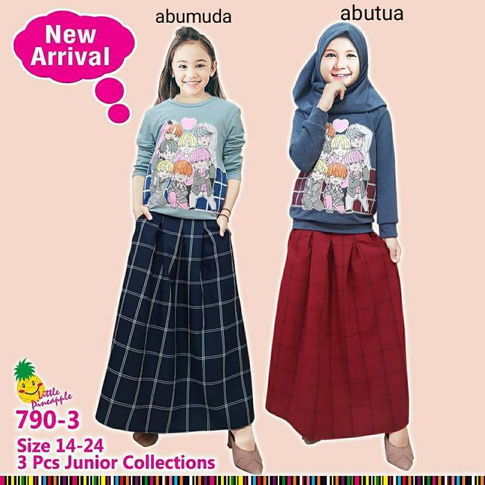 Little pineapple setelan rok BTS Jimin hijab anak 8-13Y