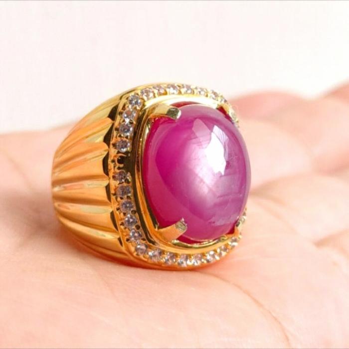 Cincin Batu Permata Ruby Star Birma Asli
