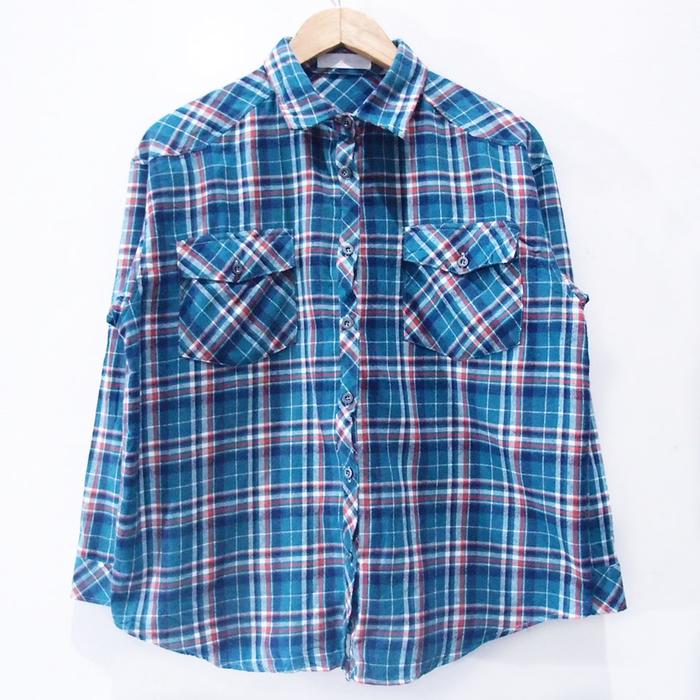 DW019 SIZE L KEMEJA FLANEL WANITA SECOND BRANDED IMPORT KOREA
