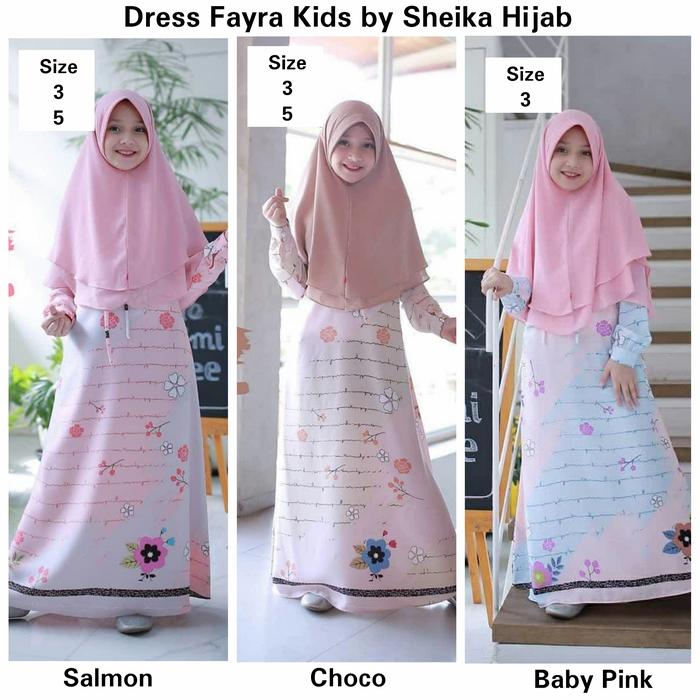 Dress Fayra Kids -1 Set- Gamis Pesta Anak Syari Cantik by Sheika Hijab