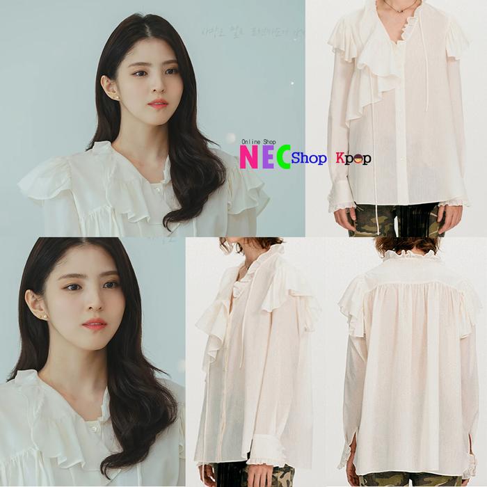 Han So Hee Unbalance Ruffle Blouse