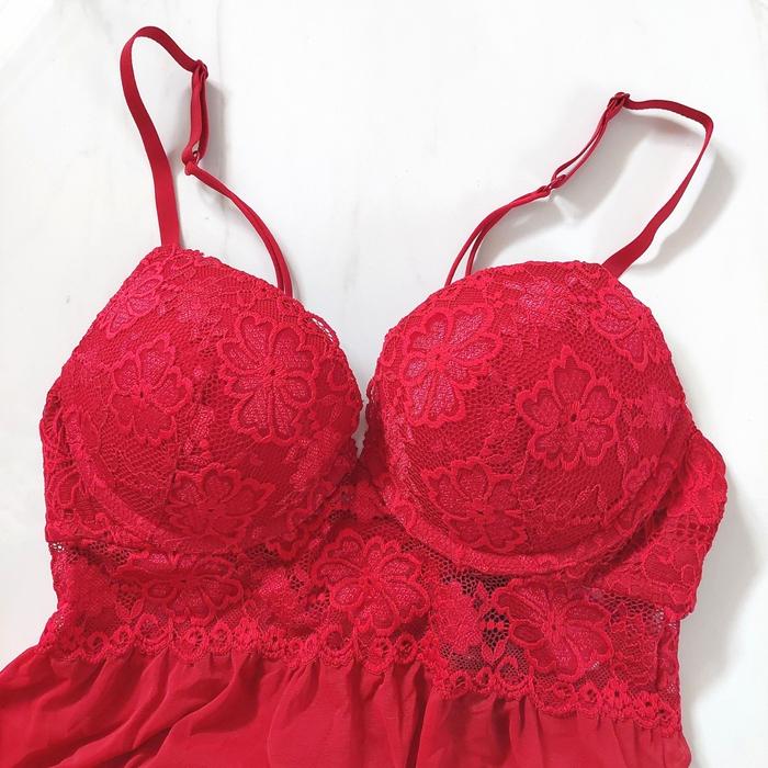 H&M RED LINGERI PUSH UP DRESS TIDUR SEXY (victoria secret lasenza hm