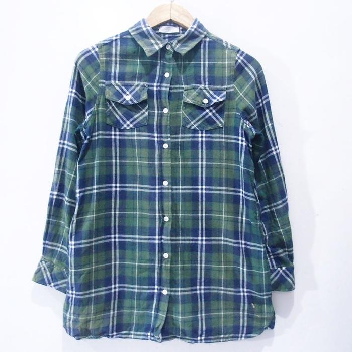 DW017 SIZE S-M KEMEJA FLANEL WANITA KOTAK-KOTAK SECOND BRANDED IMPORT