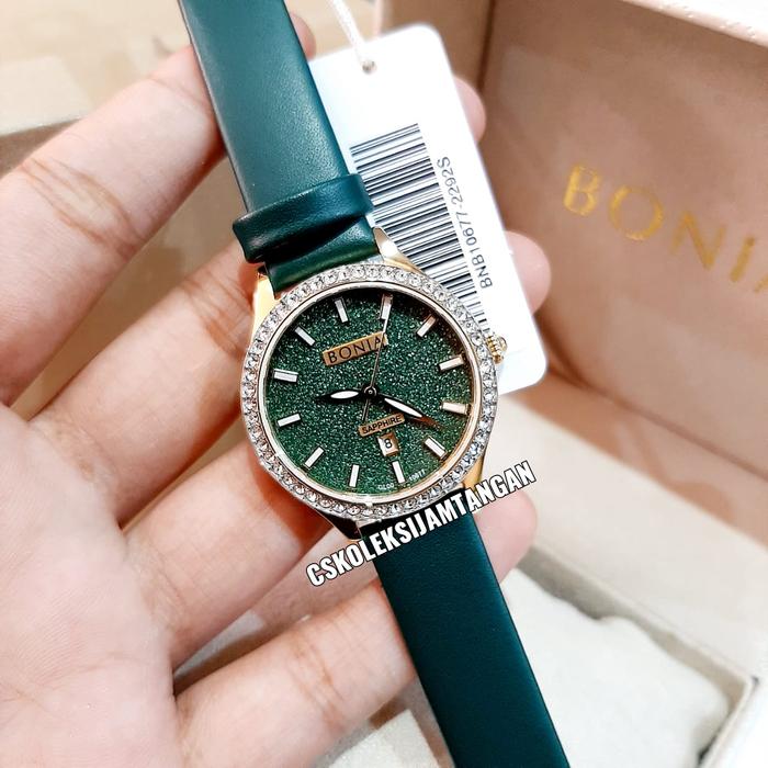 JAM TANGAN WANITA BONIA SAPPHIRE BNB10677-2292S ROSEGOLD GREEN ORIGINA