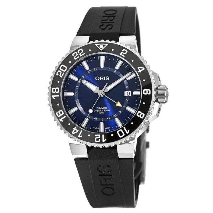 Oris Aquis GMT Date 798 7754 4135 RS Blue Dial Black Rubber Strap