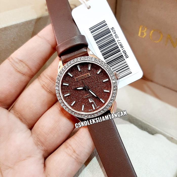 JAM TANGAN WANITA BONIA SAPPHIRE BNB10677-2542S ROSEGOLD BROWN ORIGINA