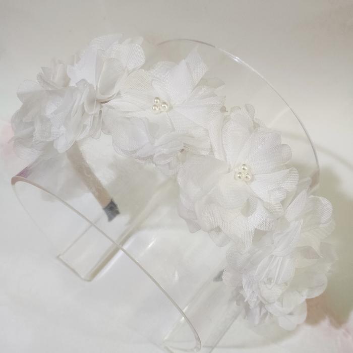 bunga putih/ flower crown/ bondu bunga putih/ Bandana bayi