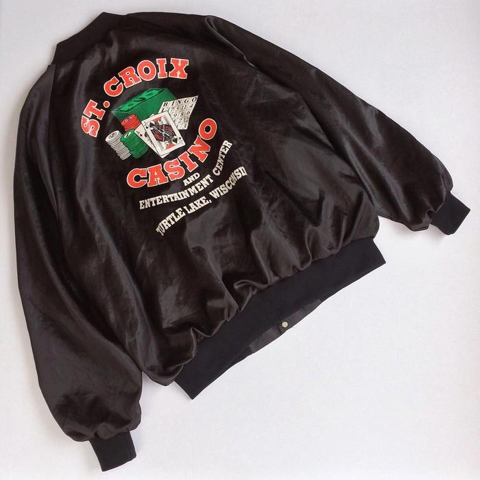 Jaket Vintage 80s ST. CROIX CASINO Westark Jumbo Big Size Hitam