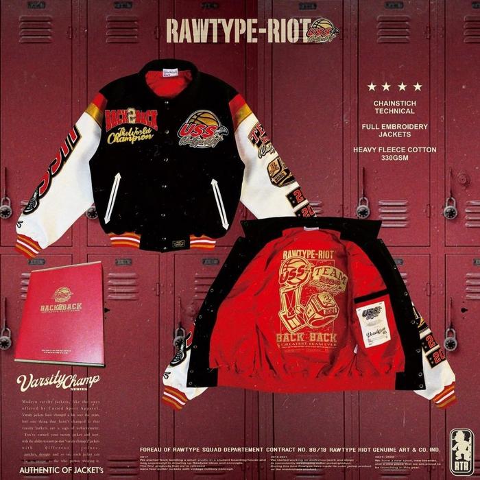 JACKET VARSITY CHAMP RAW TYPE RIOT X USS II ORIGINAL JAKET RAWTYPE RTR