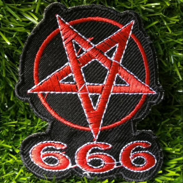 Bordir 666 Satanic Baphomet Grindcore Emblem Jaket Rompi Tas Topi