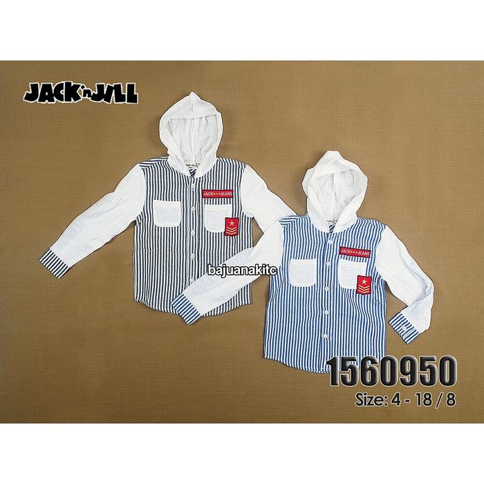 kemeja hoodie anak laki-laki import JackJill salur kancing |1580950