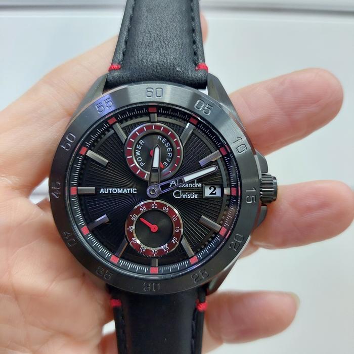 JAM TANGAN PRIA OTOMATIS ALEXANDRE CHRISTIE AC3045 AC 3045 BLACK RED
