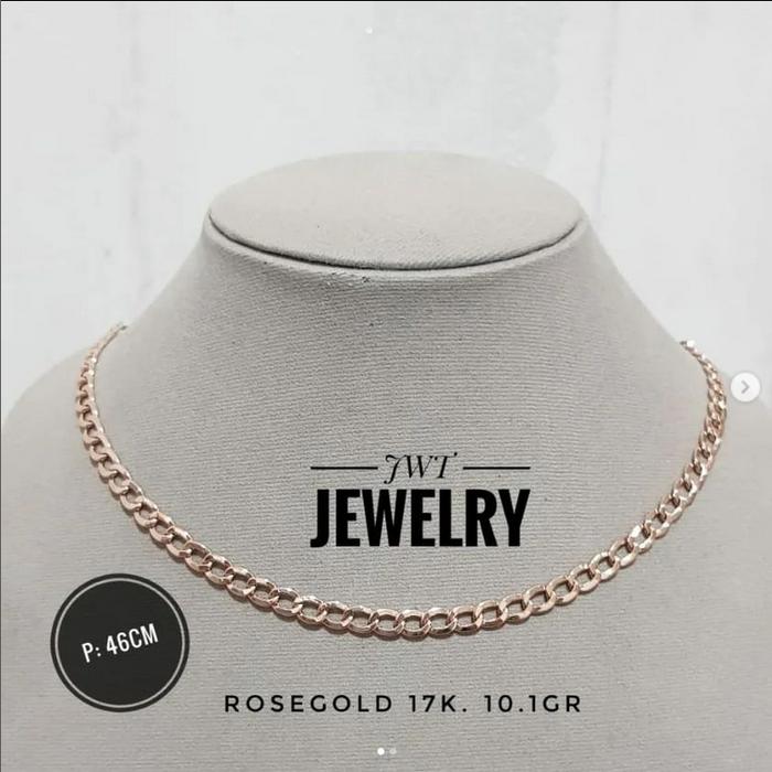 KALUNG EMAS FASHION SISIK NAGA CUBAN HOLO GEPENG FLAT NEMPEL KULIT
