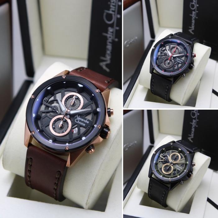 [ ORIGINAL ] Jam Tangan Pria Alexandre Christie 6620 AC 6620 MC Kulit