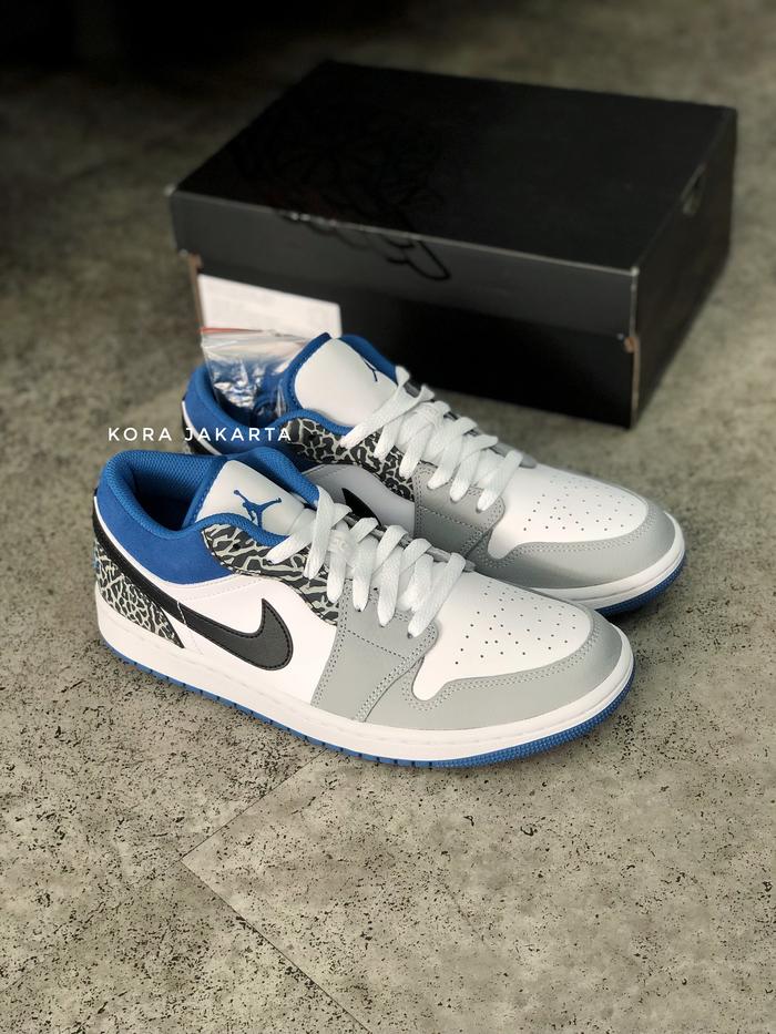 Air Jordan 1 Low SE True Blue - Elephant Print