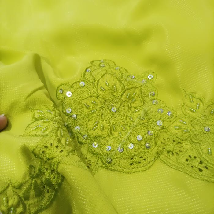 Tunik Modern Bordir Payet Kain Meteor Garden Kebaya Hijau Kuning Pupus