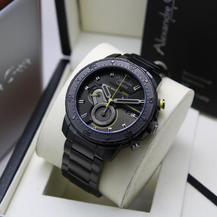 JAM TANGAN PRIA ALEXANDRE CHRISTIE AC 6627 AC6627 BLACK SOFT GREEN ORI