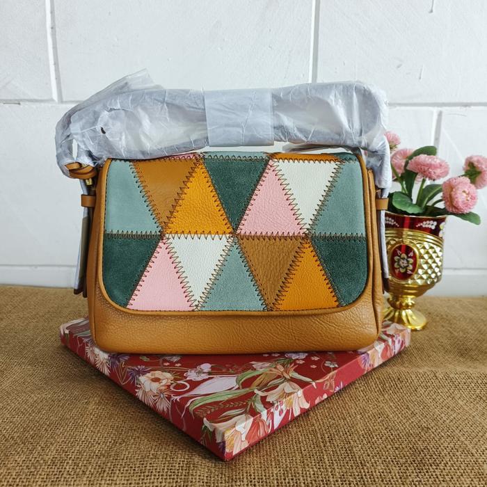 tasFOSSIL harper small flap crossbody bag patchwork