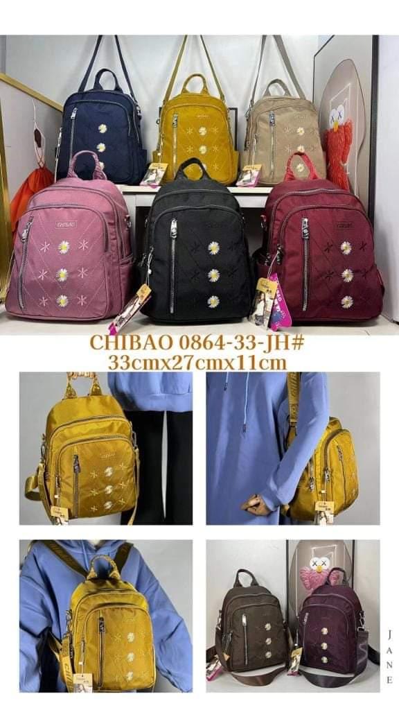 Tas Ransel Chibao 0864-33 Motif Bunga Bahan Kanvas. Tas Ransel Wanita!