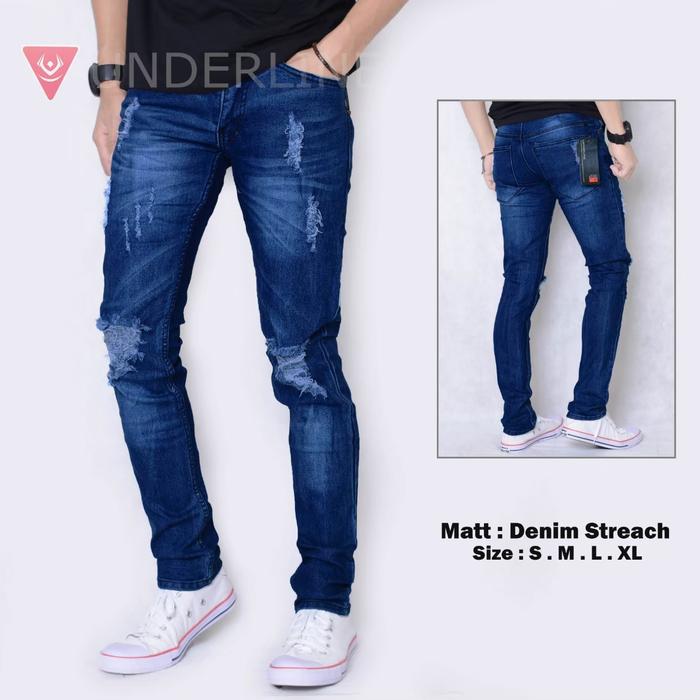 celana sobek denim pria murah/ celana sobek keren pria jeans