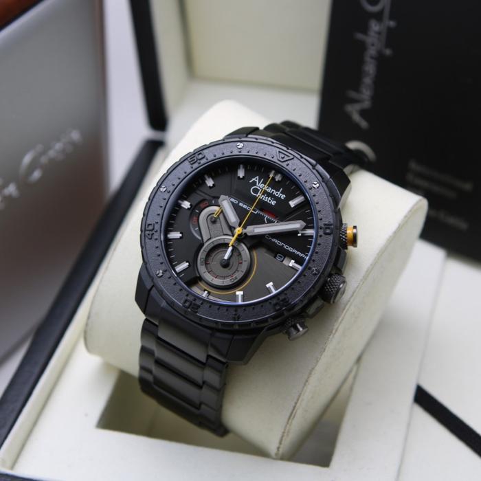 JAM TANGAN PRIA ALEXANDRE CHRISTIE AC 6627 AC6627 BLACK YELLOW ORIGINA