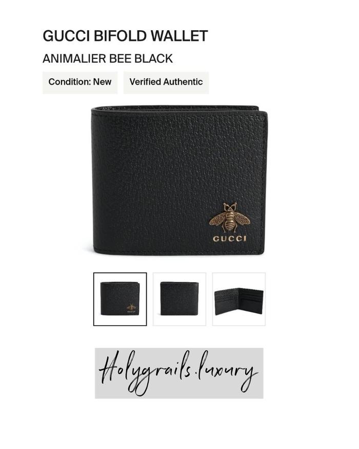 Gucci Bifold Wallet Animalier Bee Black