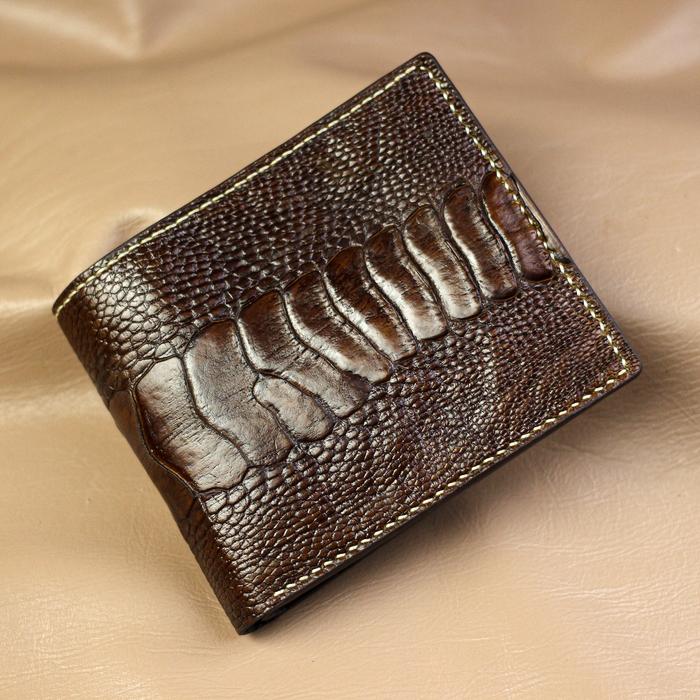 Dompet Kulit Burung Unta Asli "The DarkBrown Ostrich Bifold Wallet"