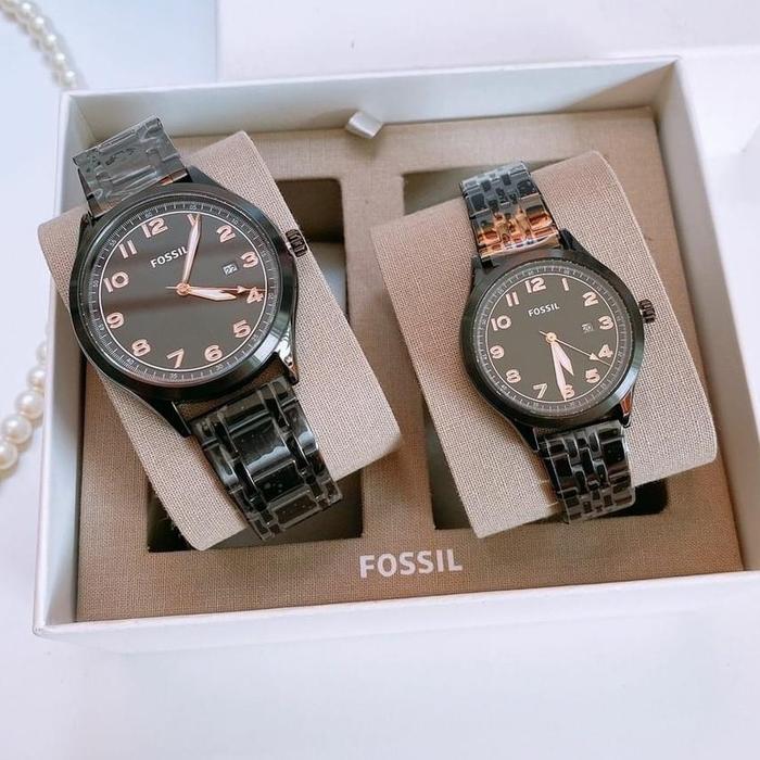 fossil couple watch set