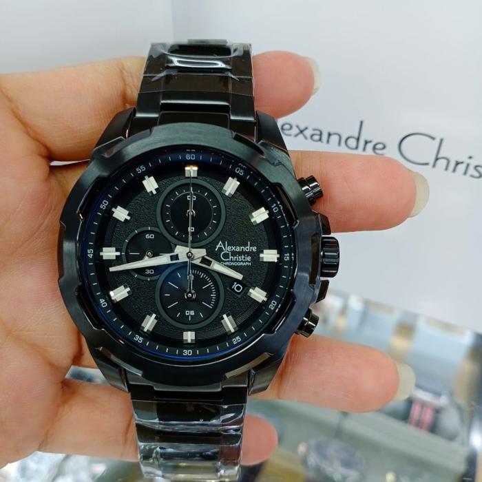 Jam Tangan Alexandre Christie Pria AC 6523 Full Black Original